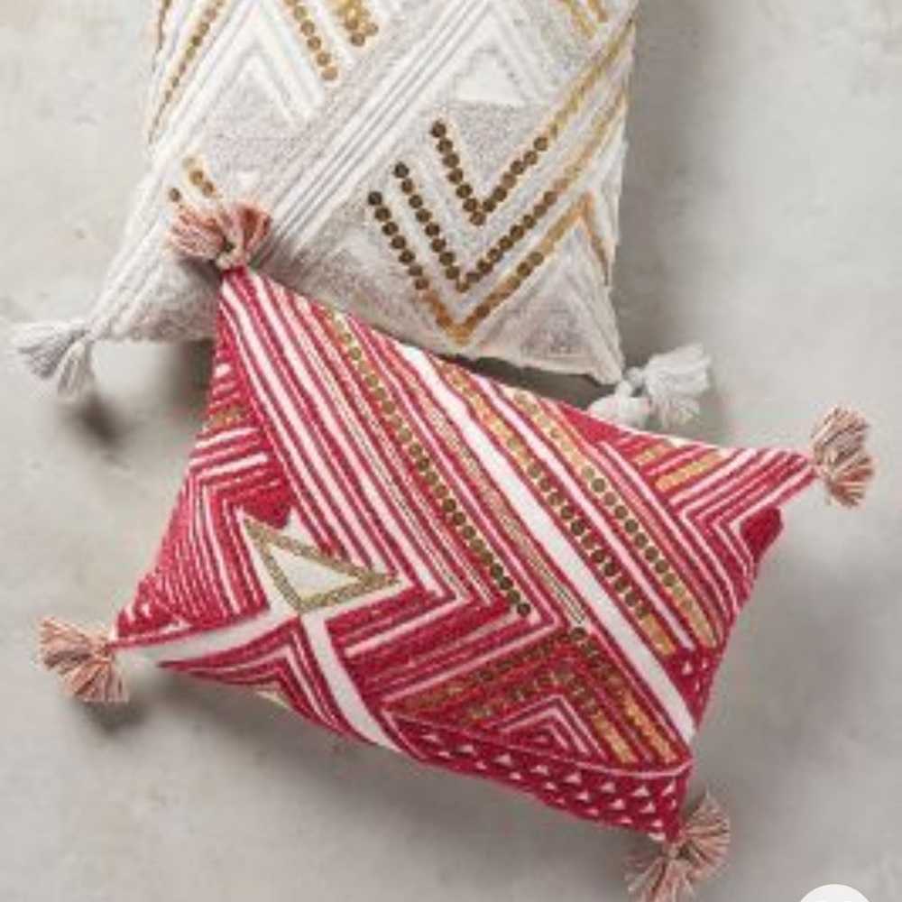 NWT 2 Anthropologie bohemian sequin pattern pillow - Picture 2 of 9